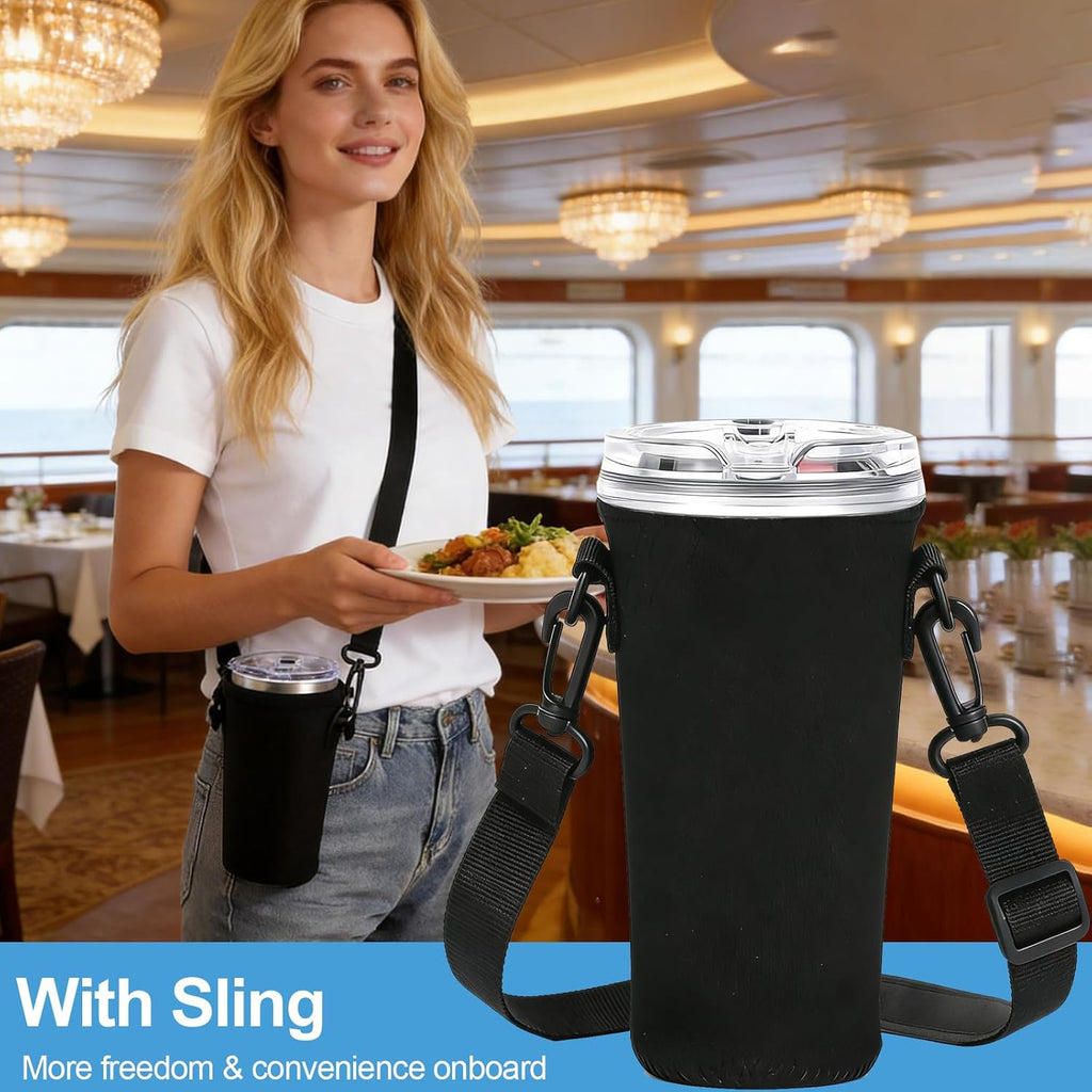 Engorgio Cup Holder，Cruise Essentials 2026，Hands‑Free Cup Holder，1Pack Neoprene Drink Sling, Cruise Ship Essentials Cup Sling Cruise Essentials(No Small Bag)
