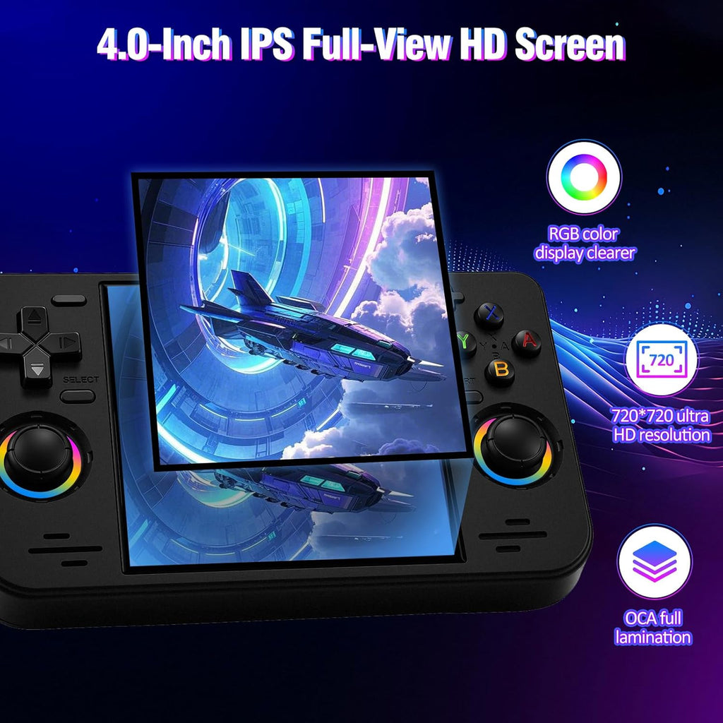 RF40H Handheld Game Console, 4.0" Retro Gaming Console Preloaded 20,000+ Classic Games, Open Source Linux System, Support WiFi Online Play, Portable Pocket Hand Held Video Game (Black)