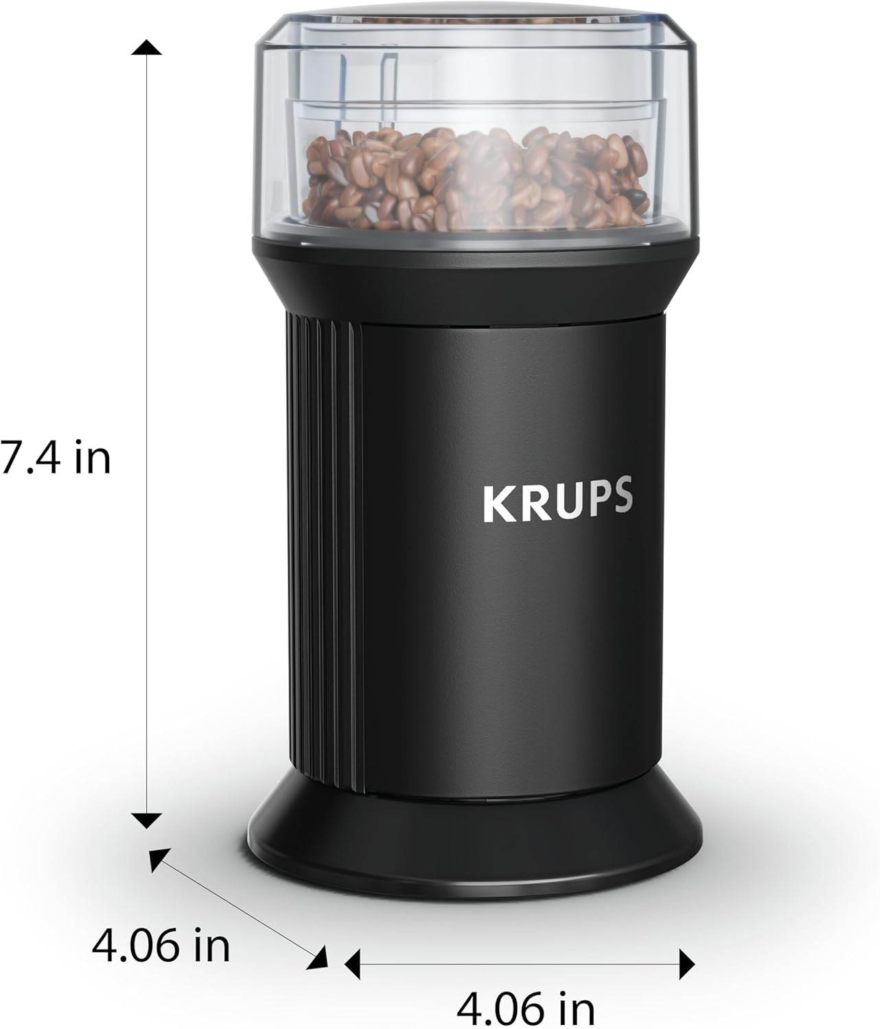 KRUPS Electric Blade Coffee Grinder 1.6 Oz, Adjustable Coarse to Fine for the Perfect Espresso, Grind Coffee Beans, Spices & Herbs, Removable Dishwasher Safe Bowl, Black