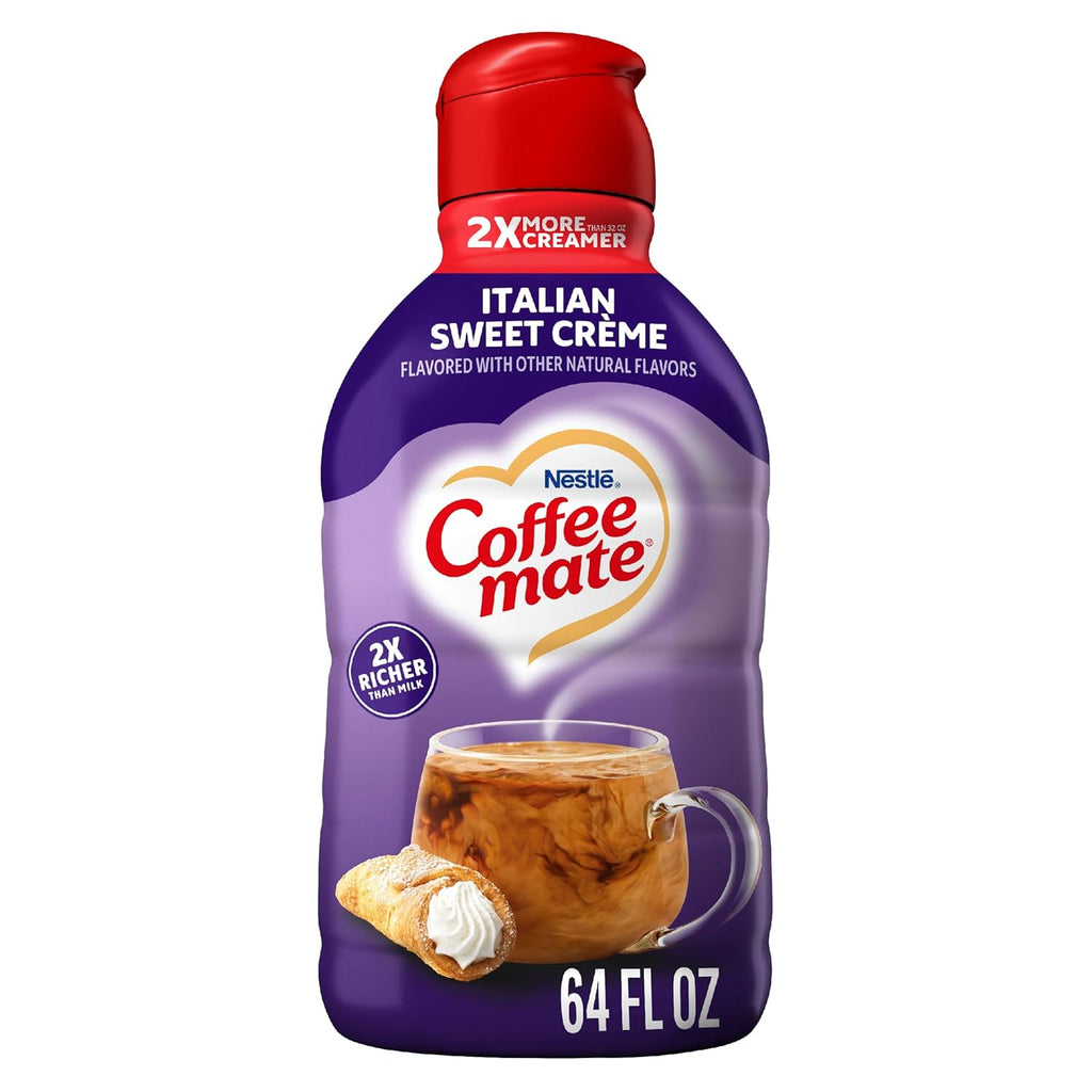 Coffee mate Italian Sweet Crème Flavored Coffee Creamer, Non-Dairy, Gluten-Free, Liquid Creamer for Coffee, Cholesterol Free, 126 Servings