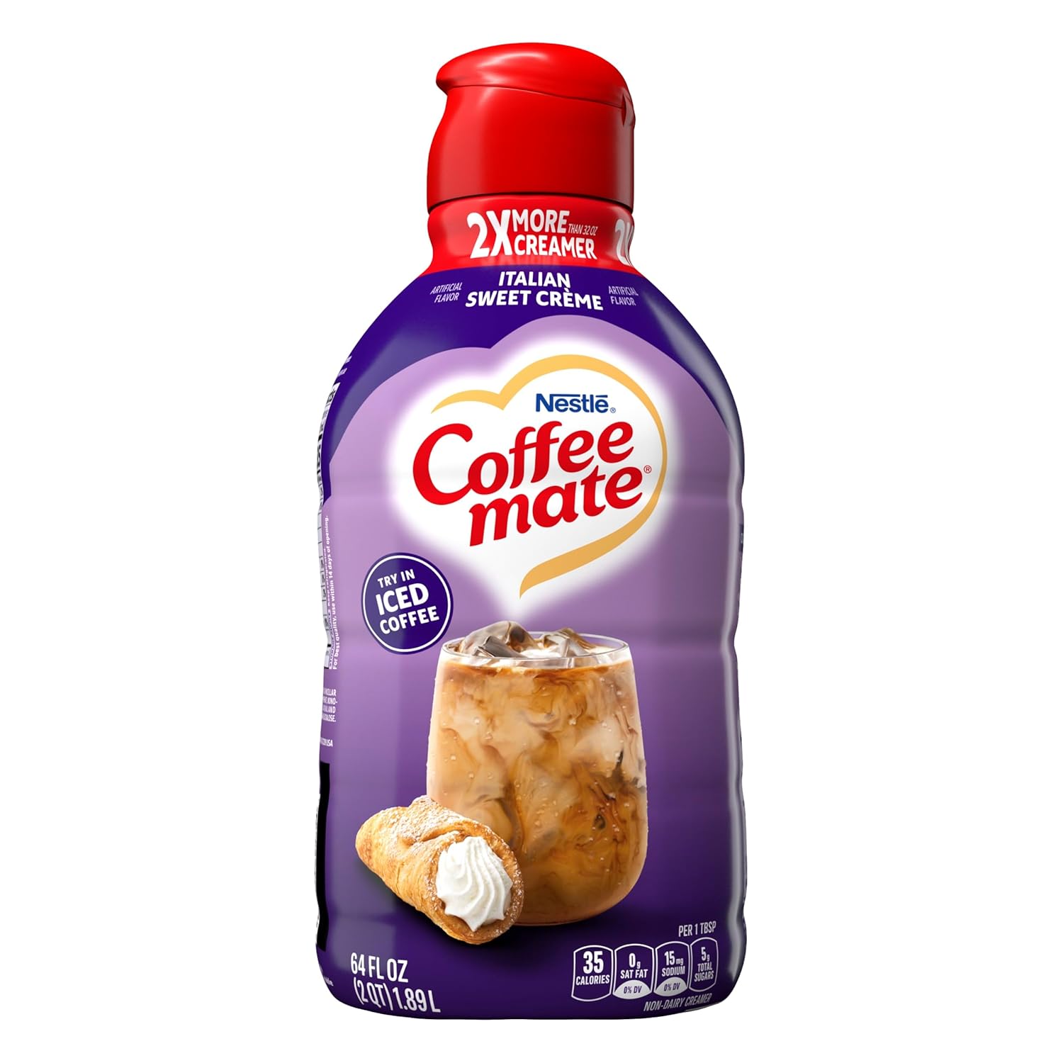 Coffee mate Italian Sweet Crème Flavored Coffee Creamer, Non-Dairy, Gluten-Free, Liquid Creamer for Coffee, Cholesterol Free, 126 Servings