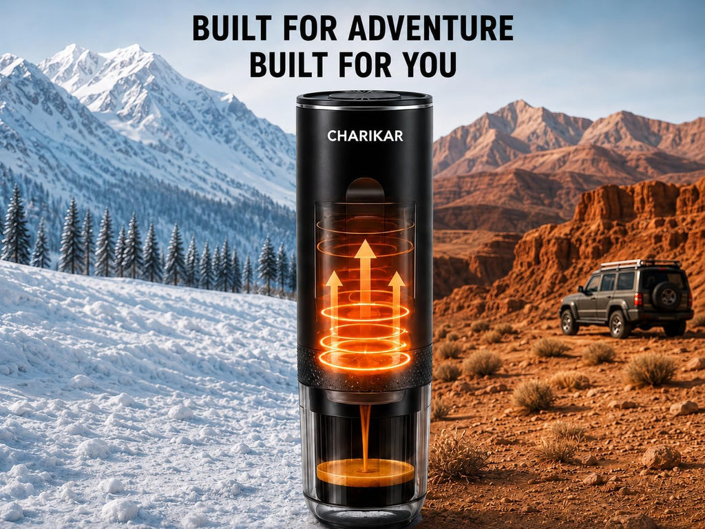 Portable Espresso Machine, Self-Heating Travel Coffee Maker, 20 Bar Pressure, 7500mAh Rechargeable, Compatible with Capsules & Ground Coffee, Compact Espresso Maker for Camping, Car & Office