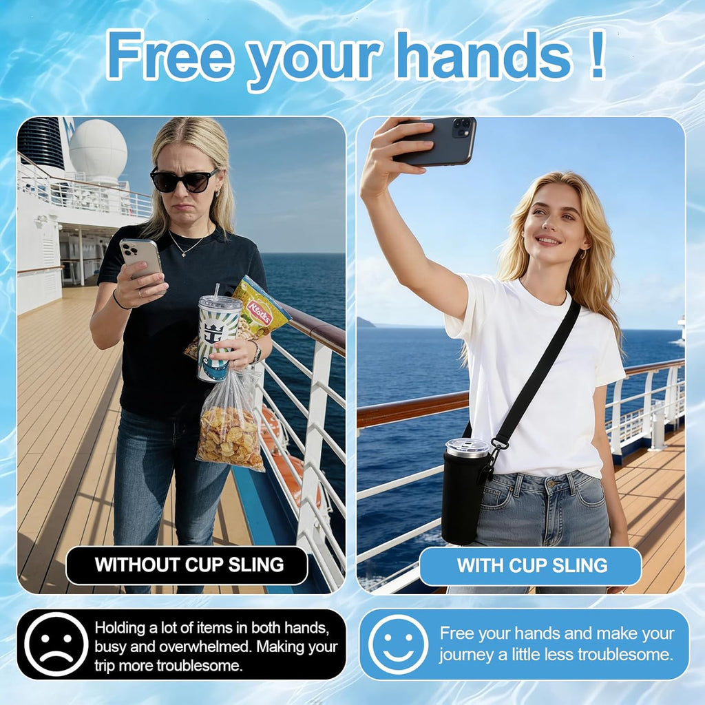 Engorgio Cup Holder，Cruise Essentials 2026，Hands‑Free Cup Holder，1Pack Neoprene Drink Sling, Cruise Ship Essentials Cup Sling Cruise Essentials(No Small Bag)