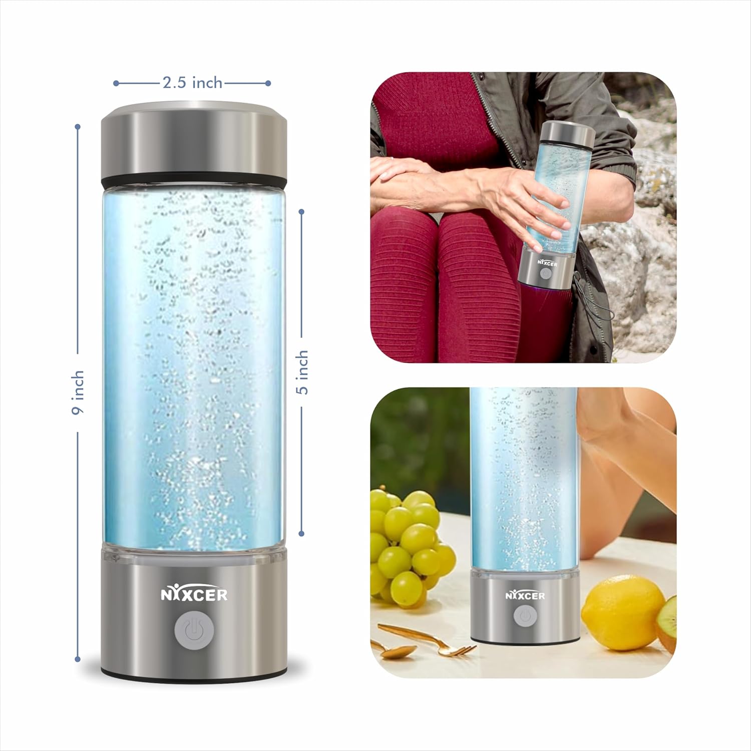 Hydrogen Water Bottle Generator - 3 Min SPE PEM Tech, 2026 Model, 420ML Portable Hydrogen Water Machine for Travel, Wellness & Recovery, Ideal for Kids, Men & Women (Silver)